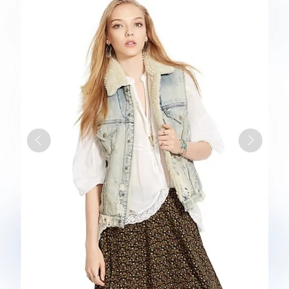 Ralph Lauren Denim & Supply Denim Sherpa Sleeveless Vest Size M - Picture 1 of 12